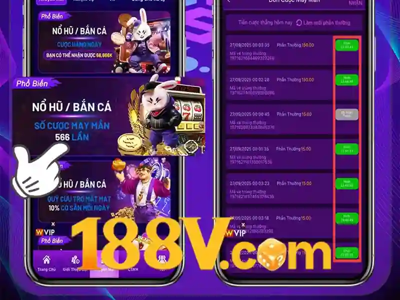 Giao diện trang chủ tải app 188v trên điện thoại